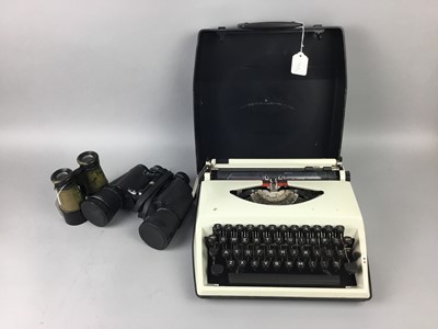 Lot 339 - A PORTABLE TYPEWRITER ALONG WITH TWO PAIRS OF BINOCULARS