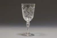 Lot 1142 - LATE VICTORIAN ENGRAVED GLASS GOBLET with bell...