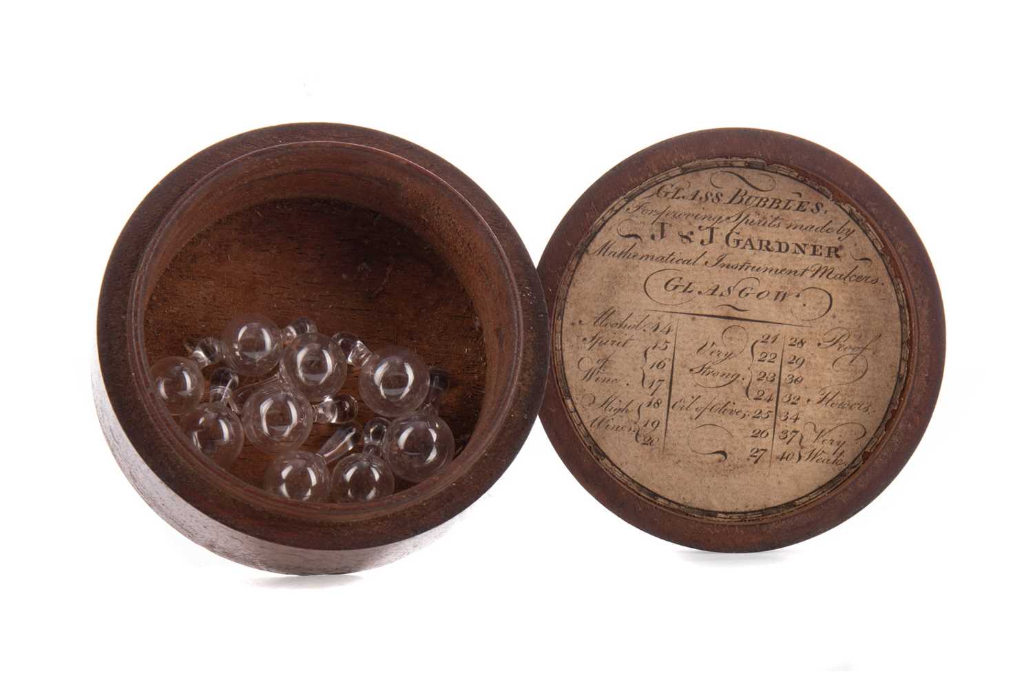 Lot 608 - A SET OF GLASS SPIRIT PROOFING BUBBLES, BY J&J GARDNER OF GLASGOW
