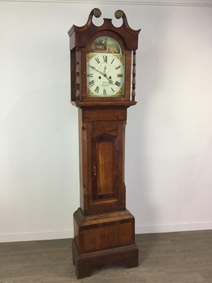 Lot 346 - A 19TH CENTURY OAK LONGCASE CLOCK