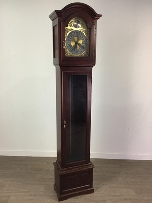 Lot 347 - A REPRODUCTION MAHOGANY LONGCASE CLOCK