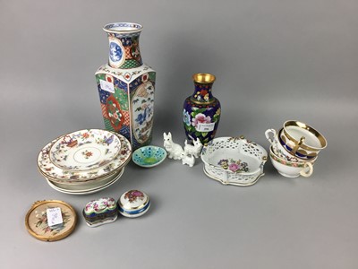 Lot 396 - A CHINESE CLOISONNE VASE AND OTHER ITEMS