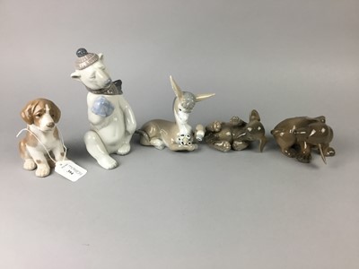 Lot 394 - A LLADRO FIGURE OF A DONKEY, LLADRO FIGURE OF A POLAR BEAR AND OTHER FIGURES