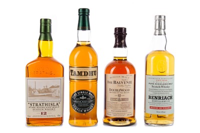 Lot 150 - TAMDHU, STRATHISLA AGED 12 YEARS, BALVENIE DOUBLEWOOD AGED 12 YEARS AND BENRIACH AGED 10 YEARS