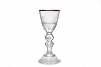 Lot 1162 - 19TH CENTURY TALL WINE GLASS the bowl engraved...