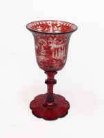 Lot 1163 - 19TH CENTURY BAVARIAN RUBY FLASHED WINE GLASS...