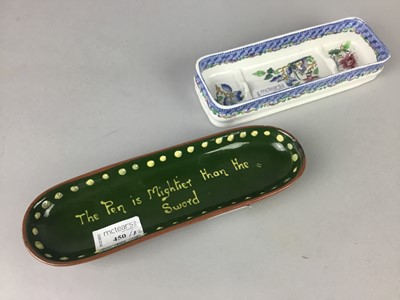 Lot 450 - A WATCOMBE PEN TRAY ALONG WITH A SPODE DISH