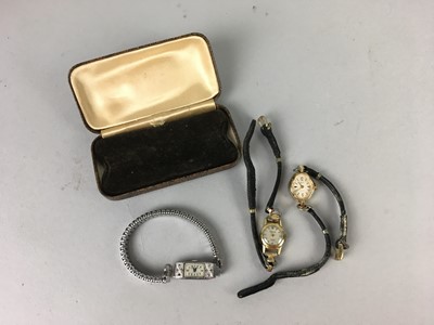 Lot 568 - A GOLD CASED LADIES FASHION WATCH ALONG WITH TWO OTHER FASHION WATCHES