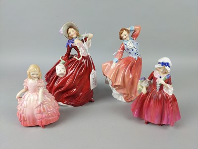 Lot 471 - A ROYAL DOULTON FIGURE OF  'AUTUMN BREEZES' AND THREE OTHER FIGURES