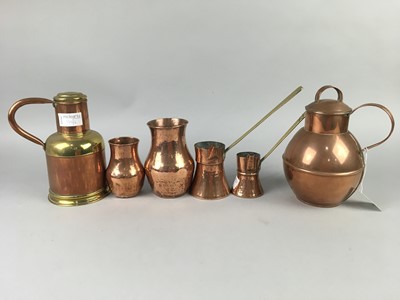 Lot 528 - A GUERNSEY COPPER MILK CAN AND OTHERS