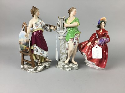 Lot 529 - A LOT OF TWO GERMAN PORCELAIN FIGURES AND ANOTHER