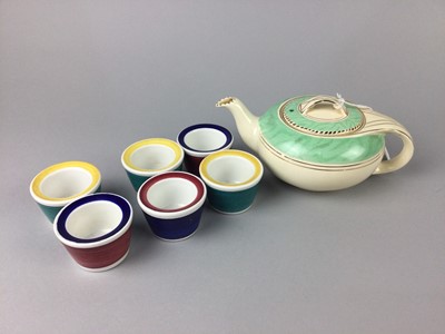 Lot 530 - SIX RORSTRAND EGG CUPS AND A BURLEIGH TEAPOT