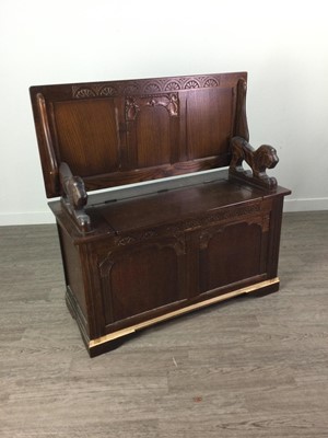 Lot 587 - AN OAK MONK'S BENCH