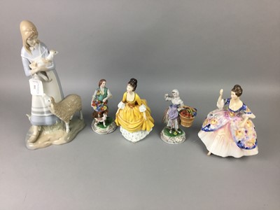 Lot 591 - TWO ROYAL DOULTON FIGURES OF LADIES, ALONG WITH FOUR OTHERS