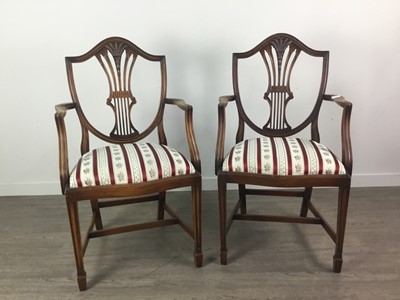 Lot 537 - A PAIR OF HEPPLEWHITE STYLE CARVER CHAIRS