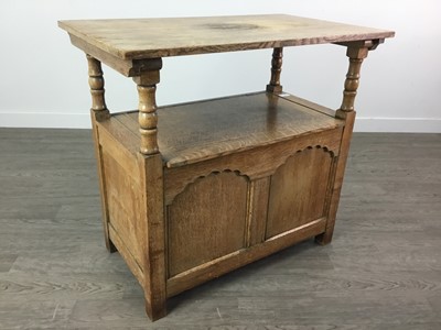 Lot 543 - AN OAK MONKS BENCH