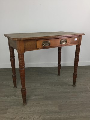 Lot 488 - A SIDE TABLE, HIGH BACKED CHAIR AND AN OAK SIDE CHAIR