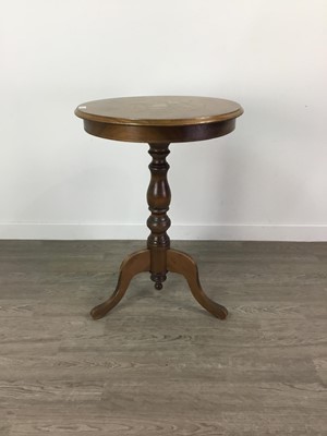 Lot 519 - A WALNUT POKERWORK OCCASIONAL TABLE