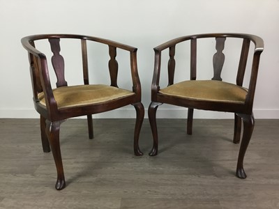 Lot 100A - A PAIR OF OAK TUB CHAIRS AND A SINGLE CHAIR