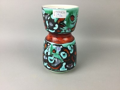 Lot 290A - A POOLE POTTERY VASE, ALONG WITH A PAIR OF PEACOCK MENU HOLDERS