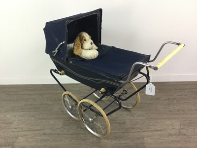 Lot 621 - A CHILD'S PRAM AND TEDDY