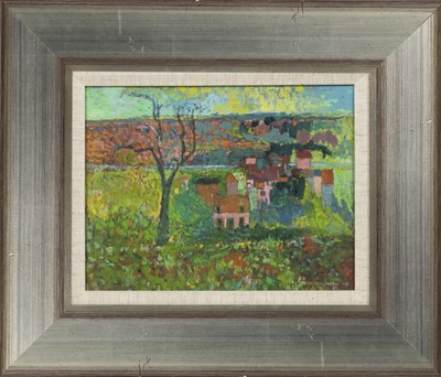 Lot 160 - BOUGIVAL OVERLOOKING THE SEINE, AN OIL BY CYNTHIA WALL