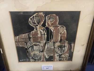 Lot 167 - COMPANIONS, A MIXED MEDIA BY CYRIL WILSON