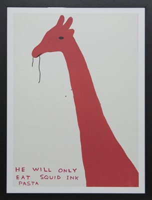 Lot 187 - HE WILL ONLY EAT SQUID INK PASTA, A LITHOGRAPH BY DAVID SHRIGLEY