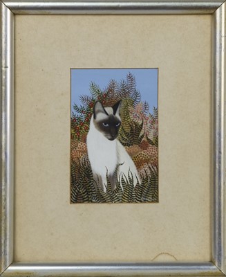 Lot 175 - SIAMESE CAT, A MIXED MEDIA BY ANTHEA LEWIS