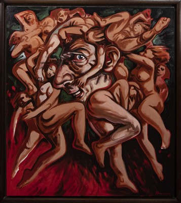 Lot 92 - WOMEN ON THE MIND - DON GIOVANNI 1995, A LARGE OIL BY PETER HOWSON