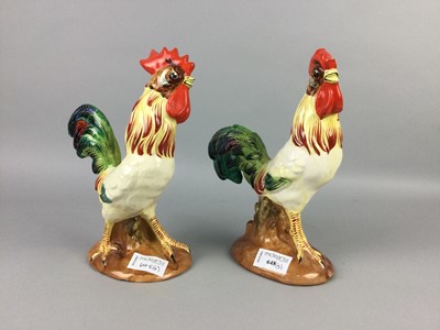 Lot 648 - A PAIR OF ITALIAN CERAMIC COCKERELS