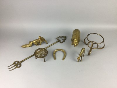 Lot 674 - A COLLECTION OF BRASS STAG AND DEER ORNAMENTS ALONG WITH COPPER WARE