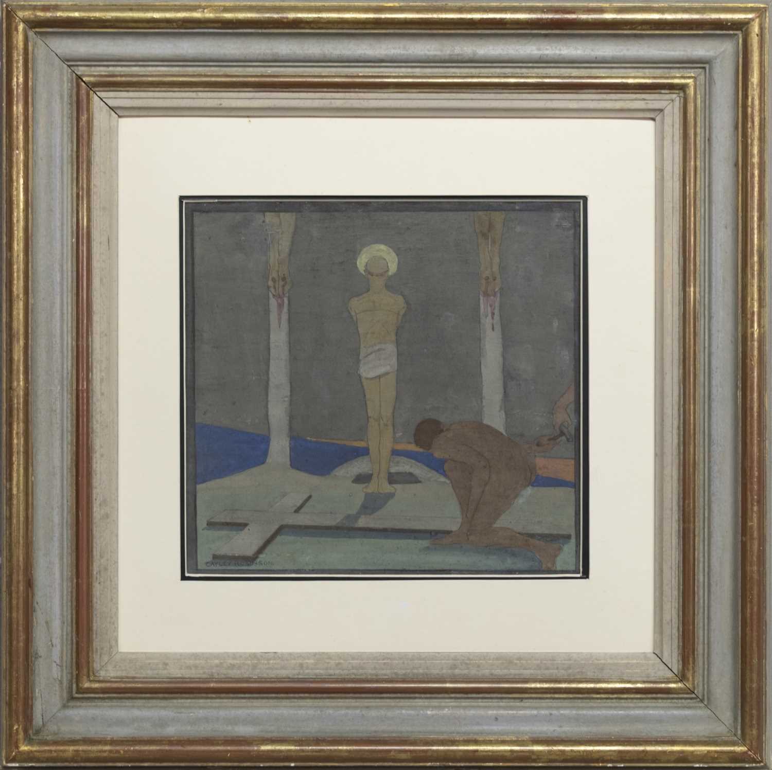 Lot 337 - UNTITLED (THE CRUCIFIXION), AN OIL BY FREDRICK CAYLEY ROBINSON