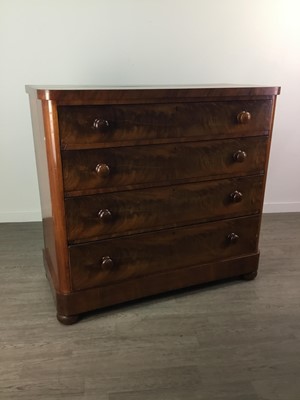 Lot 680 - A VICTORIAN MAHOGANY CHEST OF FOUR DRAWERS