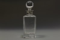Lot 536 - MODERN SILVER COLLARED CRYSTAL SQUARE DECANTER...