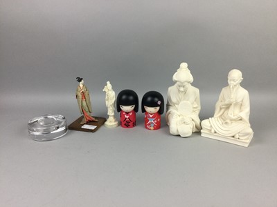 Lot 121 - A 20TH CENTURY JAPANESE FIGURE OF A GEISHA AND OTHER EAST ASIAN FIGURES