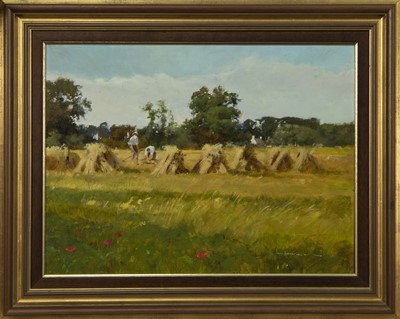 Lot 286 - SUMMER ON THE FARM, AN OIL BY JOHN HASKINS
