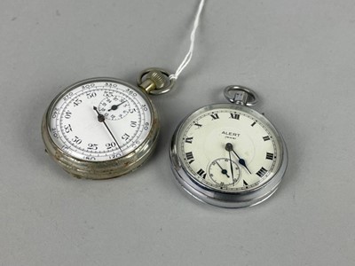 Lot 58 - A STOP WATCH, ALONG WITH A POCKET WATCH