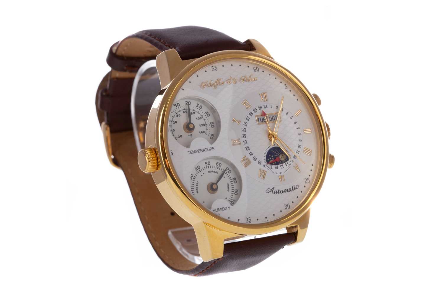 Lot 833 - A SCHEFFLER SOHNE PERPETUAL GOLD PLATED AUTOMATIC WRIST WATCH