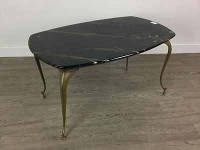 Lot 49 - A MARBLED COMPOSITION COFFEE TABLE AND ANOTHER