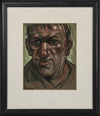 Lot 302 - THE HUSTLER, A PASTEL BY PETER HOWSON
