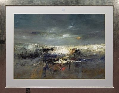 Lot 307 - WINTER WAVES, NORTH SEA, A VERY LARGE MIXED MEDIA BY NAEL HANNA