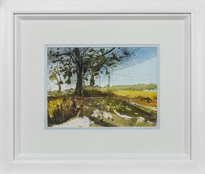 Lot 317 - AYRSHIRE FIELDS, A WATERCOLOUR BY MAY BYRNE
