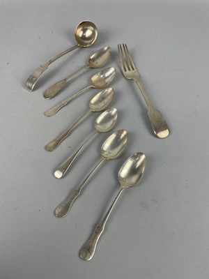 Lot 81 - A 19TH CENTURY SCOTTISH PROVINCIAL SILVER SAUCE LADLE AND OTHERS