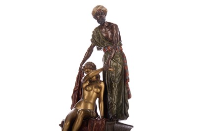 Lot 808 - AN AUSTRIAN COLD PAINTED BRONZE OF AN ARAB SLAVE TRADER ATTRIBUTED TO BERGMAN