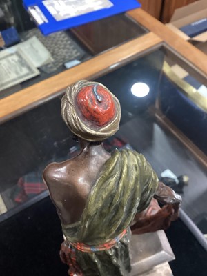 Lot 808 - AN AUSTRIAN COLD PAINTED BRONZE OF AN ARAB SLAVE TRADER ATTRIBUTED TO BERGMAN