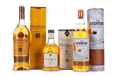 Lot 130 - GLENMORANGIE 10 YEAR OLD, ARDMORE TRADITIONAL AND DALWHINNIE 15 YEAR OLD