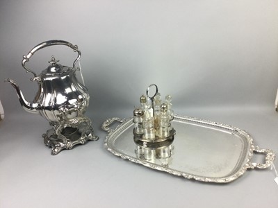 Lot 67 - A VICTORIAN SILVER PLATED TEA TRAY AND OTHER SILVER PLATED ITEMS
