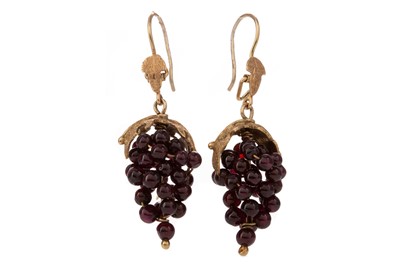 Lot 518 - A PAIR OF FOURTEEN CARAT GOLD AND GEMSTONE EARRINGS