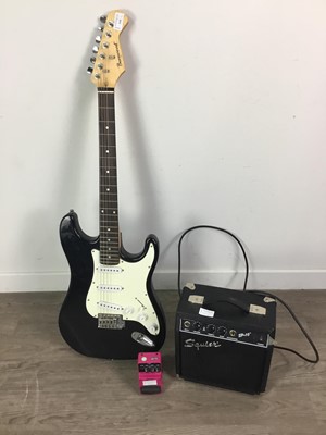 Lot 144 - A BURSWOOD ELECTRIC GUITAR ALONG WITH AN AMPLIFIER AND KICKPEDAL
